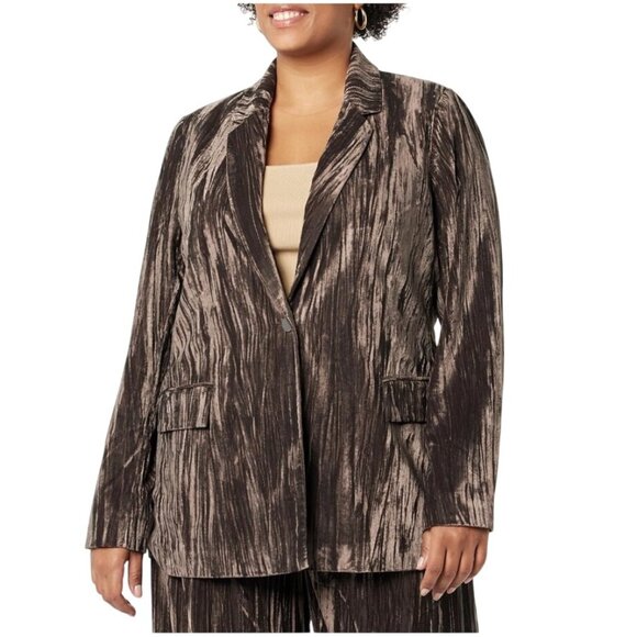 Women’s Velvet Textured Brown Blazer Jacket Size L - Picture 1 of 4